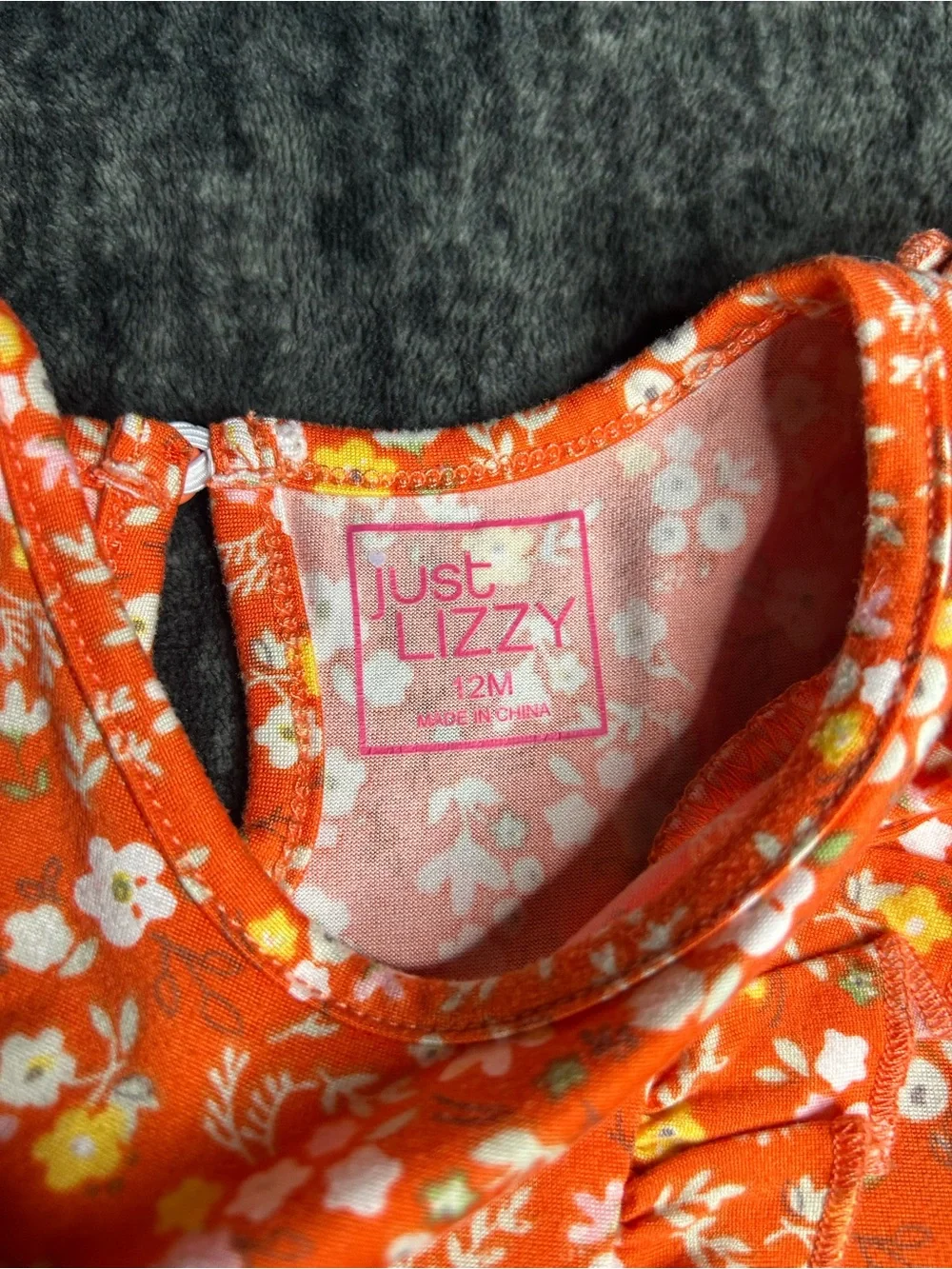 Toddler Orange Floral Ruffle Sleeve Dress